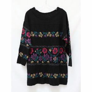 Vintage Jessica sweater dress 80s 90s black M/L festive metallic 14